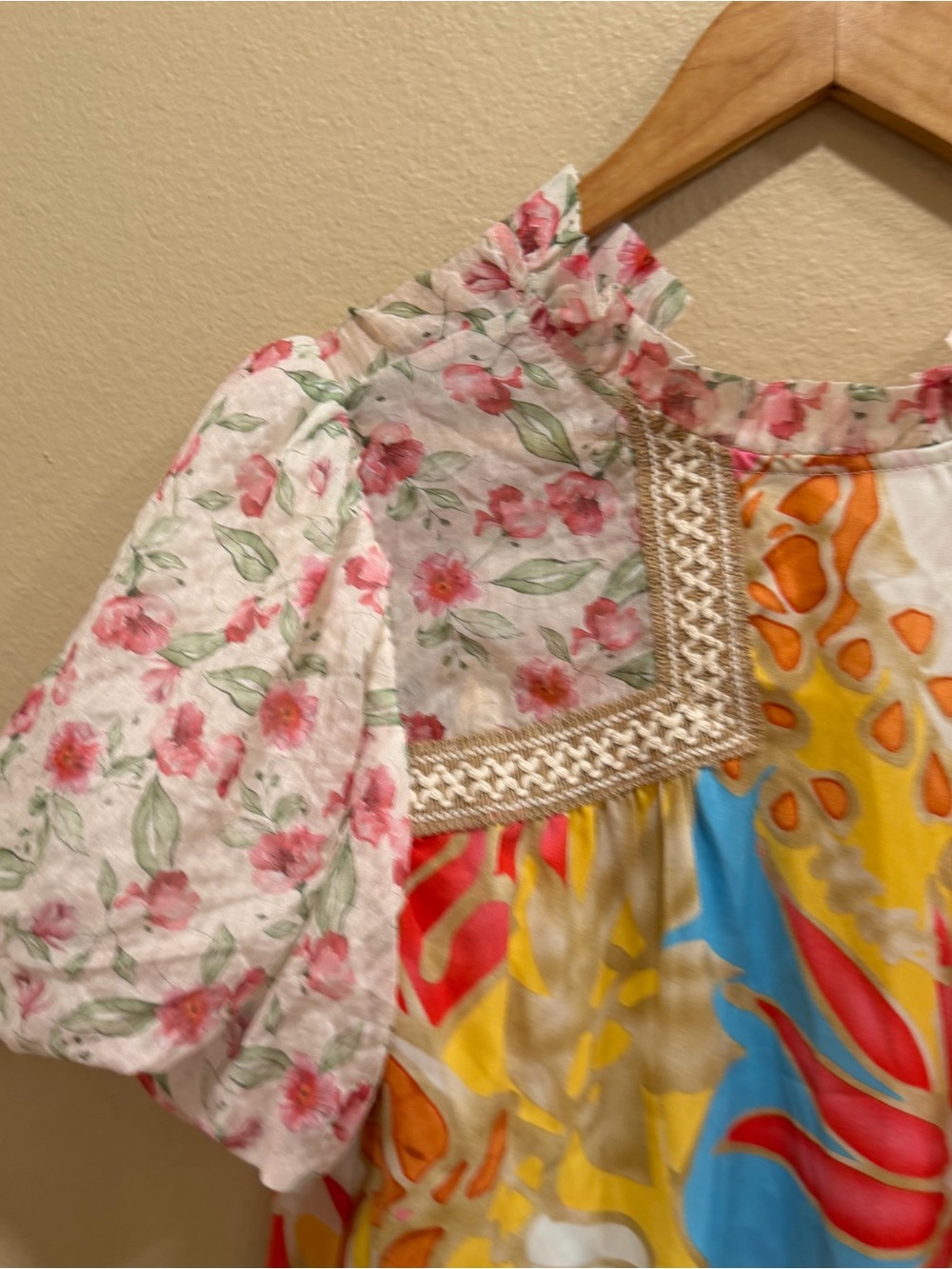 Anthropologie JODIFL Floral Patchwork Puff Sleeve Top - Multicolor Large - Picture 11 of 13